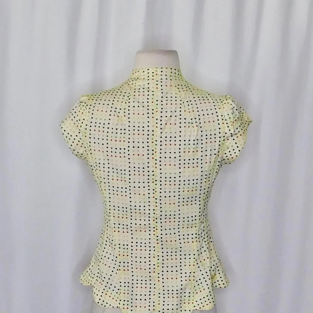 Vintage Anthropologie ODILLE Icon Hearts Scalloped Rainbow Top Blouse Heart 4 - Picture 10 of 16